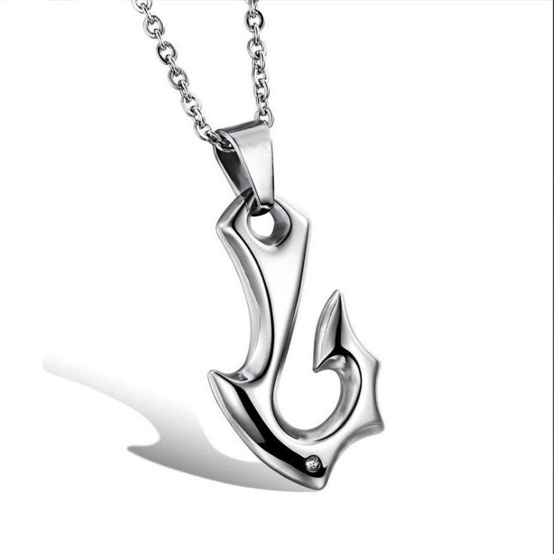 Trendy Special Fishhook Shape Pendant Necklace Men's Necklace Metal Sliding Pendant Accessories Party Jewelry