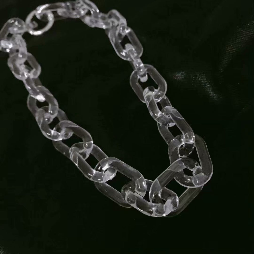 Mask Chain Necklace - 19mm Curb in Clear Lucite –