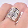 Trendy Tree Leaf Shape Hollow Women's Ring Bohemian Crystal Inlaid Wedding Wedding Ring Accessories Party Jewelry