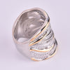 Trendy Tree Leaf Shape Hollow Women's Ring Bohemian Crystal Inlaid Wedding Wedding Ring Accessories Party Jewelry