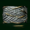 Trendy Tree Leaf Shape Hollow Women's Ring Bohemian Crystal Inlaid Wedding Wedding Ring Accessories Party Jewelry