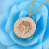 Trendy Tree of Life Crystal Round Big Pendant Necklace silvery Gold Stainless Steel Elegant For Women Necklaces Jewelry Gift