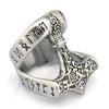 Trendy Viking Tomahawk Letter Big Ring Men's Ring Metal Letter Mysterious Rune Pattern Ring Accessories Party Jewelry