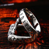 Trendy Viking Tomahawk Letter Big Ring Men's Ring Metal Letter Mysterious Rune Pattern Ring Accessories Party Jewelry