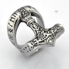 Trendy Viking Tomahawk Letter Big Ring Men's Ring Metal Letter Mysterious Rune Pattern Ring Accessories Party Jewelry