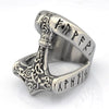 Trendy Viking Tomahawk Letter Big Ring Men's Ring Metal Letter Mysterious Rune Pattern Ring Accessories Party Jewelry