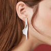 Trendy White Orchid Calla Lily Pendant Earrings For Women Plant Shape Hanging Earring Accessories Jewelry