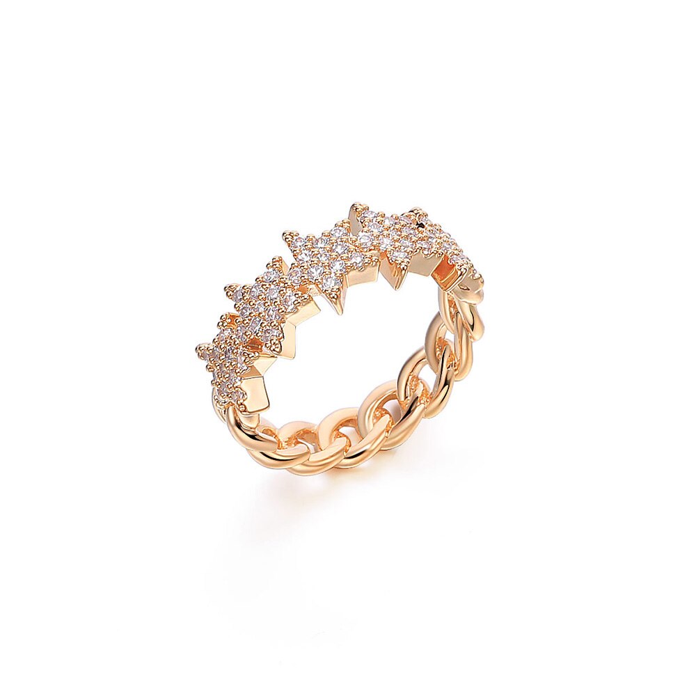 Twist Classical Cubic Zircon Stars Ring for Woman Rose Gold Color Wedding Engagement Finger Ring for Girls Jewelry Gifts
