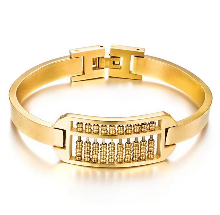 New Unique Bulgaria Gold Color Abacus Charm Bracelets Bangle For Women Men Titanium Stainless Steel New Fashion Design Wristband