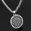 Viking Retro Sun Flower Wheel Necklaces Vintage Jewelry Temperament Pendant With  Stainless Steel Chain