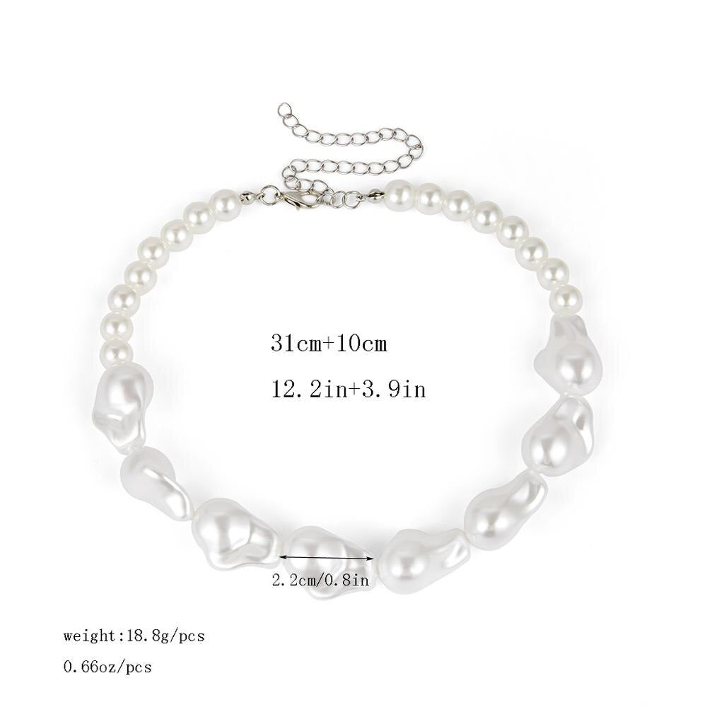 Vintage Big Irregular Pearl Choker Necklace For Women Simple Monolayer Baroque Pearl Chain Necklace Party Wedding Jewelry