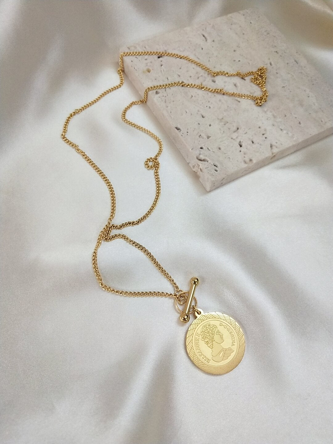 Vintage Carved Coin Necklace For Women Stainless Steel Retro Figure Medallion Pendant Long Necklaces Bohemia Jewelry