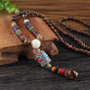 Vintage Ethnic Style Lotus Ox Horn Wood beaded Stone Pendants & Necklaces Statement Nepal Necklace Women Men Jewelry