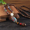 Vintage Ethnic Style Lotus Ox Horn Wood beaded Stone Pendants & Necklaces Statement Nepal Necklace Women Men Jewelry