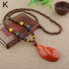 Vintage Long Buddhist Wood Beaded Pendant & Necklace Ethnic Bohemian Boho Buddha Lucky Jewelry for Women Men