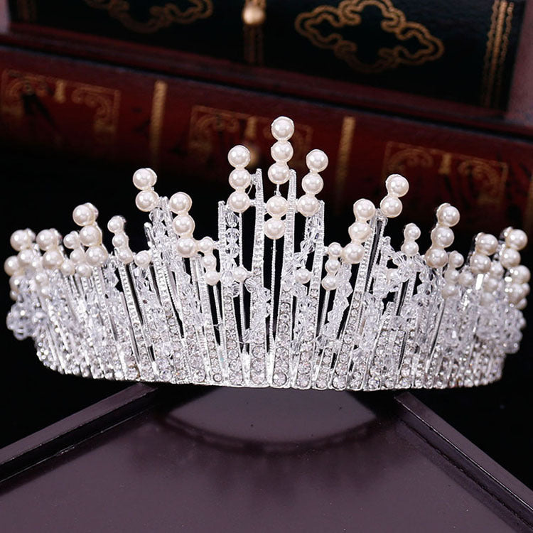 New Vintage Multilayers Luxury Silver Gold Crystal Pearl Tiara Crown Wedding Hair Accessories Bridal Party Jewelry Big Headbands