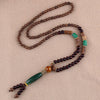 Vintage Nepal Buddhist Mala Wood Beads Pendant Necklace Ethnic Style Buddha Women Men Long Necklaces