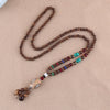 Vintage Nepal Buddhist Mala Wood Beads Pendant Necklace Ethnic Style Buddha Women Men Long Necklaces