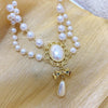 Vintage Palace Style Double Layers Pearl  Choker Necklace For Women Elegant Flower Bowknot Pendant Wedding Necklace Jewelry