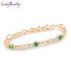 New White Diamond Oval 4x6mm Emerald 18K Yellow Gold Bracelet NA0035