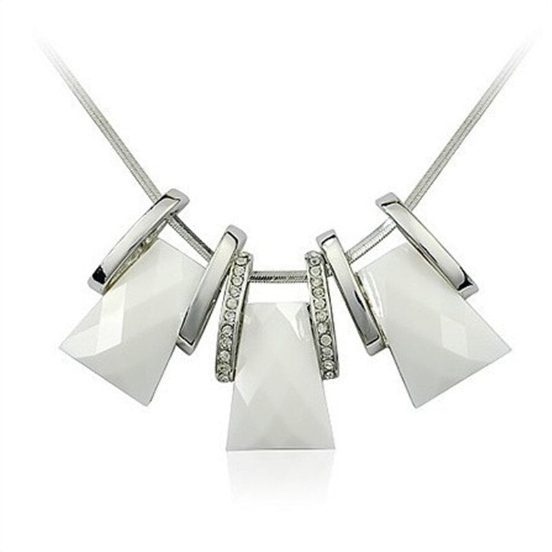 White gems crystalnecklace silver Color Chain Necklace for Women Jewelry Short Chockers Collar