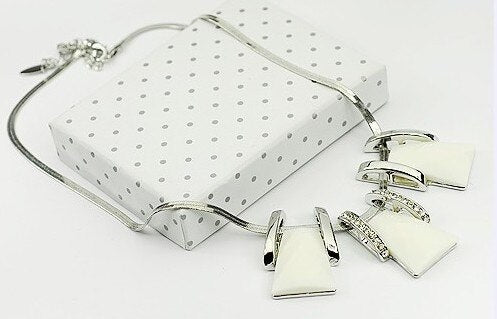 White gems crystalnecklace silver Color Chain Necklace for Women Jewelry Short Chockers Collar