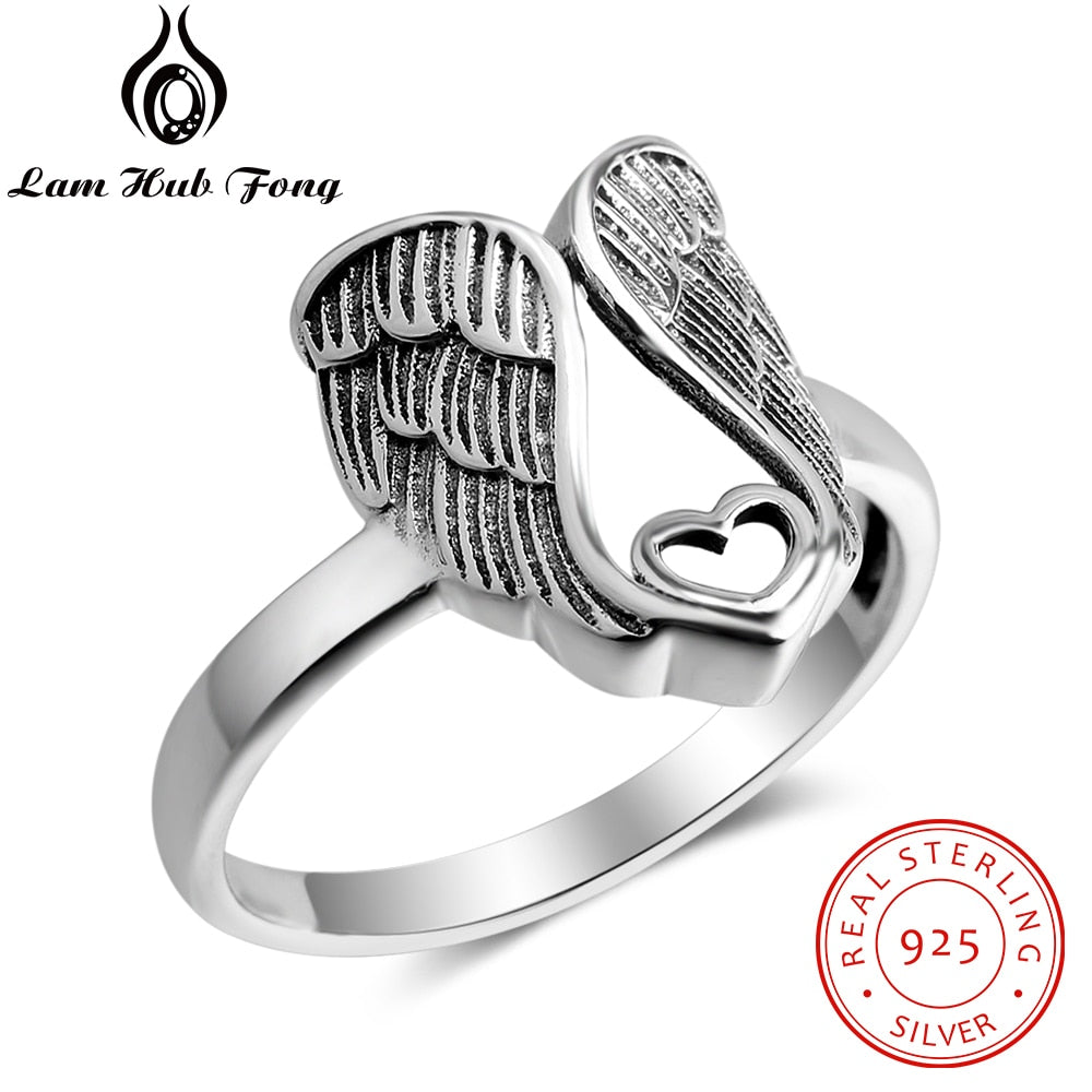 New Wing of Angel With Heart Design 925 Sterling Silver Rings for Women Classic Style Size Ring Fine Jewelry Gift to Friends