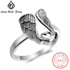 New Wing of Angel With Heart Design 925 Sterling Silver Rings for Women Classic Style Size Ring Fine Jewelry Gift to Friends