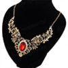 Women  Party Hollow Out Flower Oval Rhinestone Statement Bib Necklace Jewelry