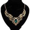 Women  Party Hollow Out Flower Oval Rhinestone Statement Bib Necklace Jewelry