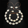 Women Shell Necklace Bracelet Set Natural Conch Braided Choker Bangles Adjustable Rope Chain Girl Summer Beach Jewelry Gift