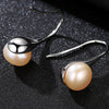 New Women's Pearl Earrings Elegant Sweet Pearl Pendant Earrings 925 Silver Jewelry White/Black/Pink Pearl