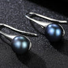 New Women's Pearl Earrings Elegant Sweet Pearl Pendant Earrings 925 Silver Jewelry White/Black/Pink Pearl