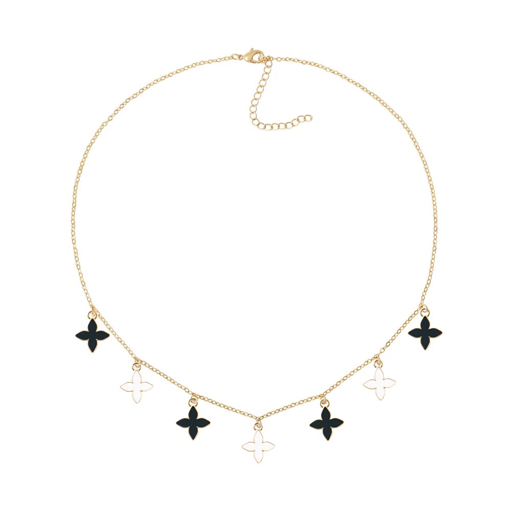 Womens Neck Chain Kpop four-leaf Clover Choker Necklace Goth Chocker Flower Jewelry On The Neck Pendant 2021 Collar For Girl