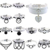Y2K Girls Women Sexy Gothic Harajuku Chocker Necklaces Punk Heart Round Rivets White Goth Choker Necklace Holloween Jewelry