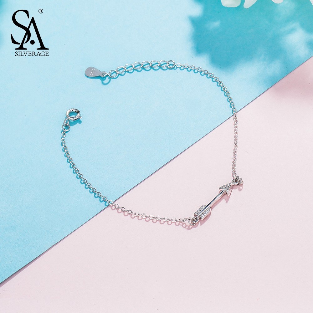 New Year Gift 925 Sterling Silver Charm Bracelets & Bangles for Women Boat Anchor Sterling Silver Jewelry Arrow Bracelet Gift