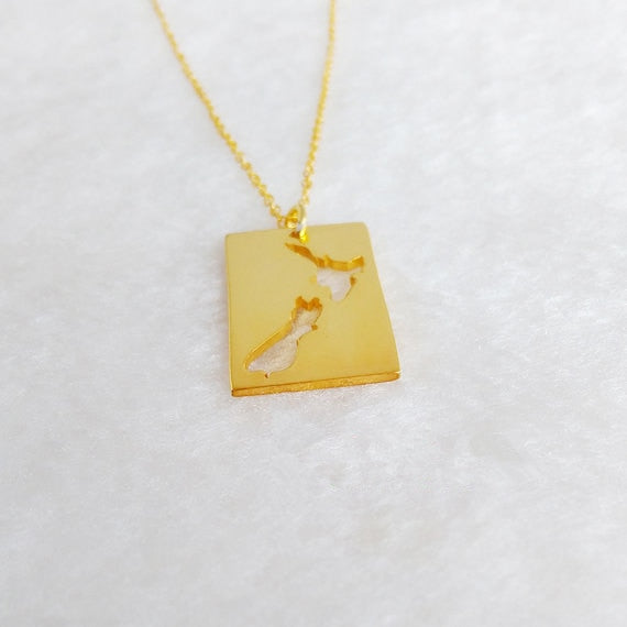 Zealand Worldwide Tropical Island Geography Map Country Australian Trip Souvenir Australia Vacation Rectangle Tag Necklaces