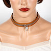 Zipper With Puller Teech  Button Buckle Punk Leather necklace collar Choker Necklaces 36CM