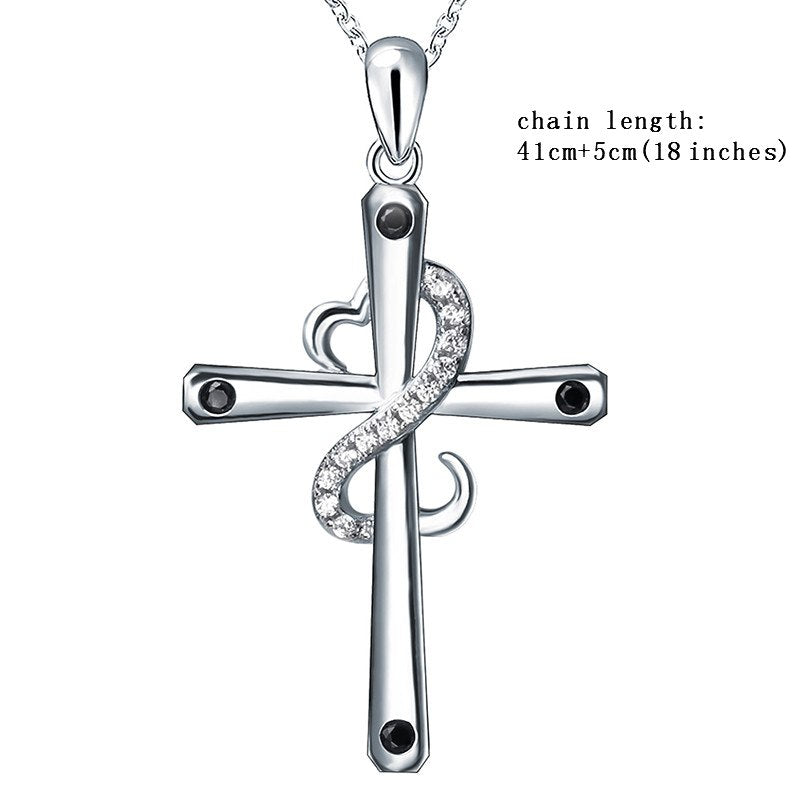 New arrival 925 sterling silver cross chain necklace&pendant with Cubic Zirconia European diy fine jewelry making for women gift
