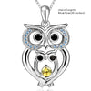 New arrival 925 sterling silver cute animal owl pendant chain necklace with Zirconia European diy fine jewelry making for women