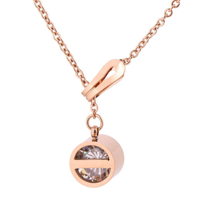 New arrival Stainless Steel Jewelry women Pendant crystal necklace chain Lady Jewelry two color