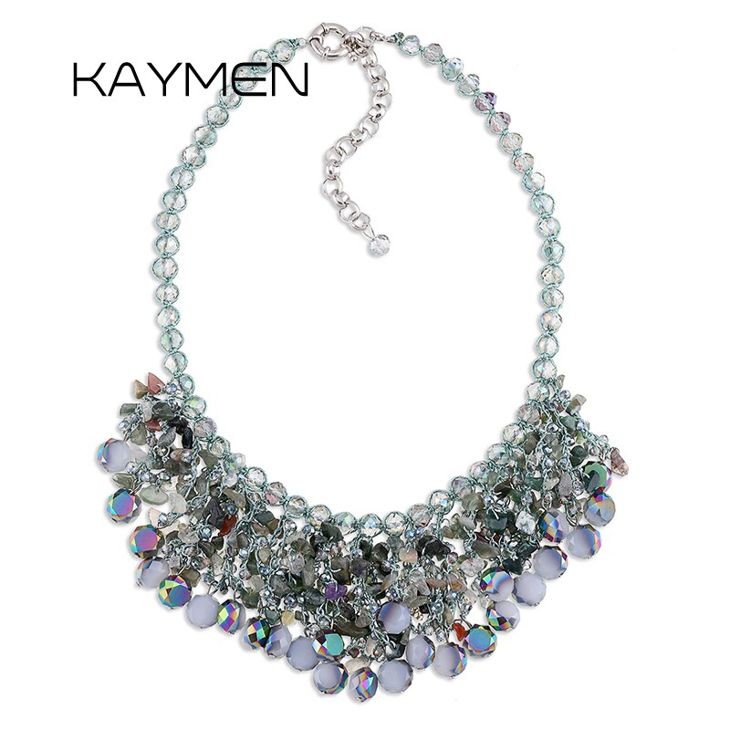 bib strands crystals necklace for women & handmade sweet style girl gift 2 colors pendant necklace NK-01562