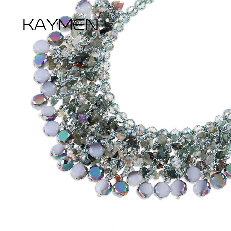 bib strands crystals necklace for women & handmade sweet style girl gift 2 colors pendant necklace NK-01562