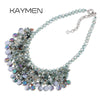 bib strands crystals necklace for women & handmade sweet style girl gift 2 colors pendant necklace NK-01562