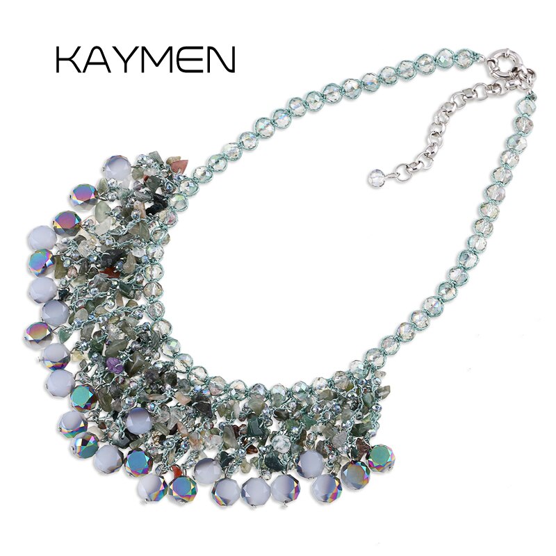 bib strands crystals necklace for women & handmade sweet style girl gift 2 colors pendant necklace NK-01562
