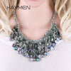 bib strands crystals necklace for women & handmade sweet style girl gift 2 colors pendant necklace NK-01562