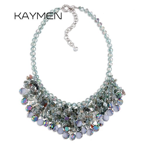 bib strands crystals necklace for women & handmade sweet style girl gift 2 colors pendant necklace NK-01562