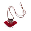 New bohemian female long tassel pendant necklace Vintage winter sweater cowhide chain necklaces women girl Statement jewelry