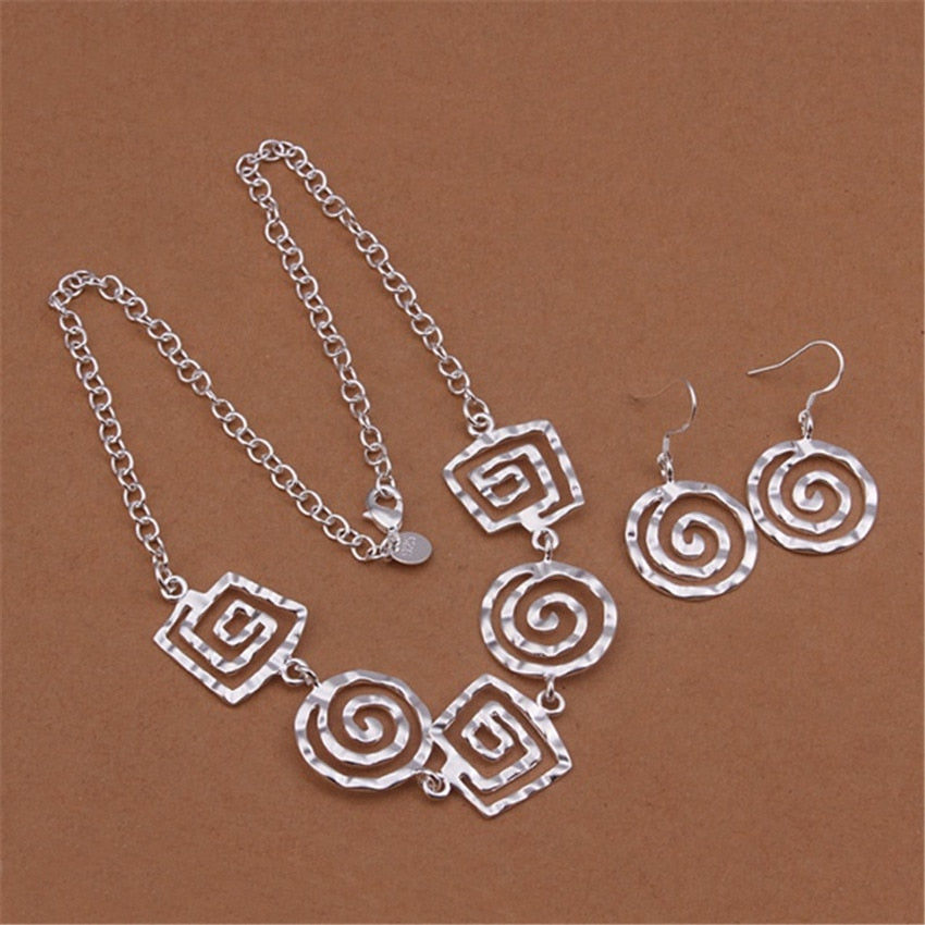 charms 925 Sterling Silver Jewelry sets fine Retro thread earrings neckalce for women custom Party wedding  gifts