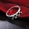 charms 925 Sterling Silver fine crystal Black grid Rings For Women streetwear Party Gifts wedding designer jewelry
